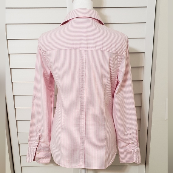 Zara Women's Long Sleeve Striped Button Down Shirt Pink and White Size S - Picture 4 of 16